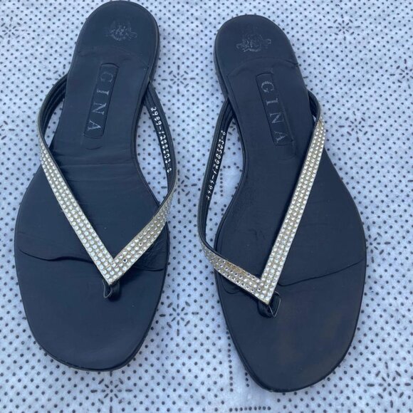 Gina Women Flat Diamante Sandals Ladies Thong Rhinestones Flip Flops Summer Shoe - Picture 6 of 10